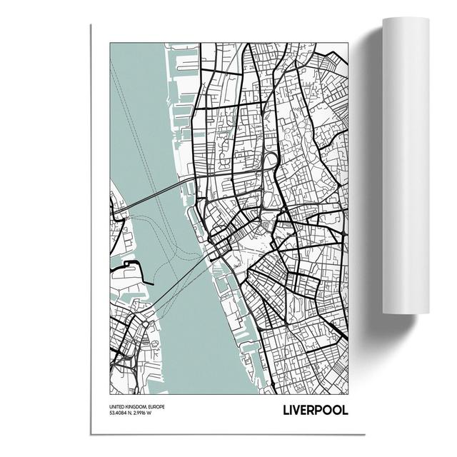 Map Liverpool UK - Unframed Graphic Art on MDF East Urban Home Size: 59cm H x 42cm W x 0.1cm D on Productcaster.