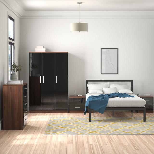 Eva 4 Piece Bedroom Set Zipcode Design Colour: Walnut/Gloss Black on Productcaster.