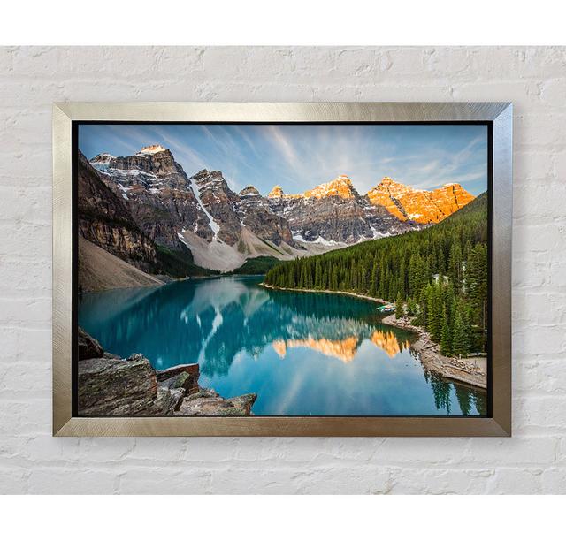 Crystal Clear Lake In The Mountain Range Framed Print Union Rustic Format: Champagne/Silver Framed Paper, Size: 84.1cm H x 118.9cm W x 3.4cm D on Productcaster.