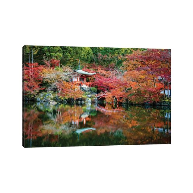 Autumn Leaves At The Daigo-Ji Temple In Kyoto, Japan by Jan Becke - Wrapped Canvas Gallery-Wrapped Canvas Giclée Brayden Studio Size: 101.60cm H x 152 on Productcaster.