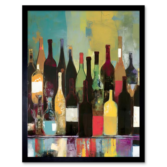 Aalivia Rose White And Red Glass Wine Bottles On Shelf - Single Picture Frame Art Prints Marlow Home Co. on Productcaster.