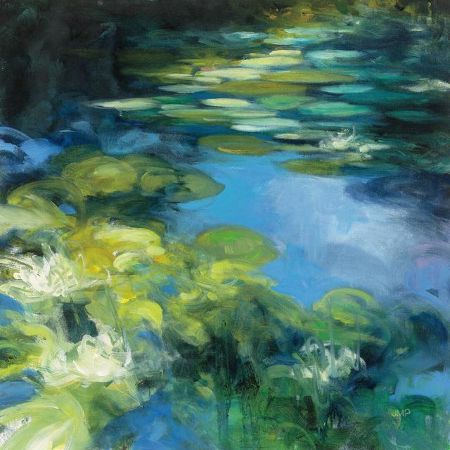 Water Lilies II by Julia Purinton - Wrapped Canvas Painting Print Blue Elephant Size: 81cm H x 122cm W x 3.8cm D on Productcaster.