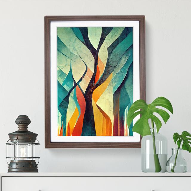 Tree Abstract Art No.6 - Picture Frame Painting Metro Lane Size: 34cm H x 25cm W x 2cm D, Frame Colour: Walnut Framed on Productcaster.