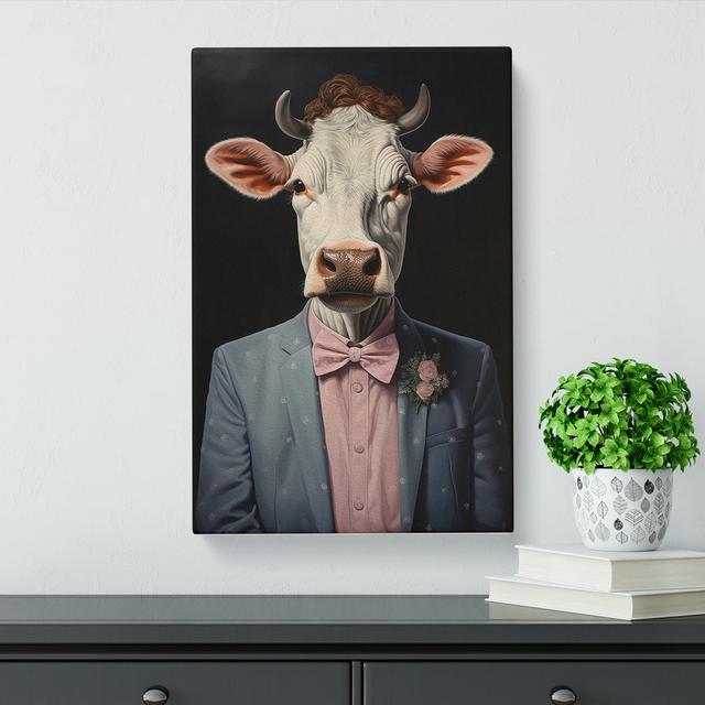 Cow in a Suit Painting No.2 Happy Larry Size: 60cm H x 40cm W x 3cm D on Productcaster.