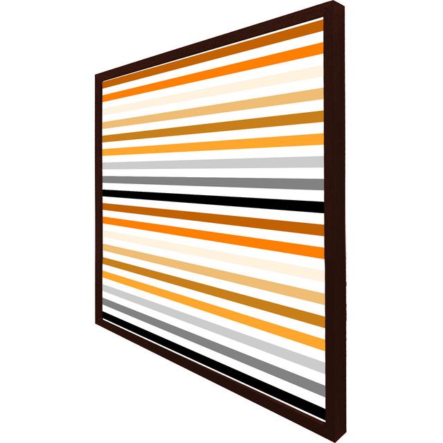 Solveg Striped , Orange Black Gray Beige And Brown - Single Picture Frame Art Prints Latitude Run Size: 61cm H x 61cm W x 4cm D, Format: Dark Brown Fr on Productcaster.