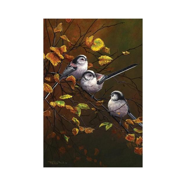 Long Tailed Tits - Autumn - Print on Canvas Ebern Designs Size: 45.72cm H x 30.48cm W x 1.91cm D, Format: Wrapped Canvas on Productcaster.