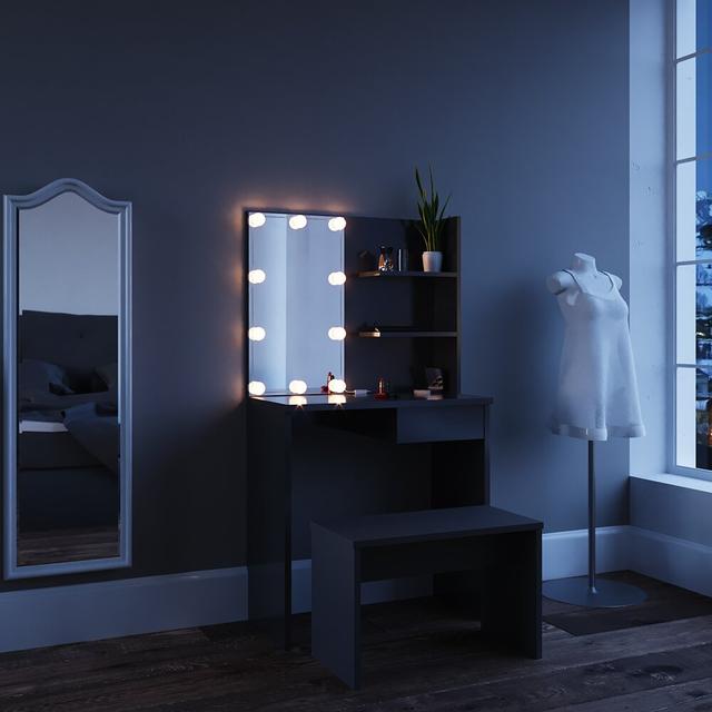 Stuttgart Dressing Table Set with Mirror Latitude Run Colour: Black on Productcaster.