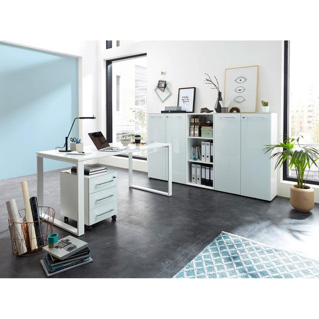 Sam 5 Piece Rectangular Writing Desk Office Set Symple Stuff Colour: Weiß on Productcaster.