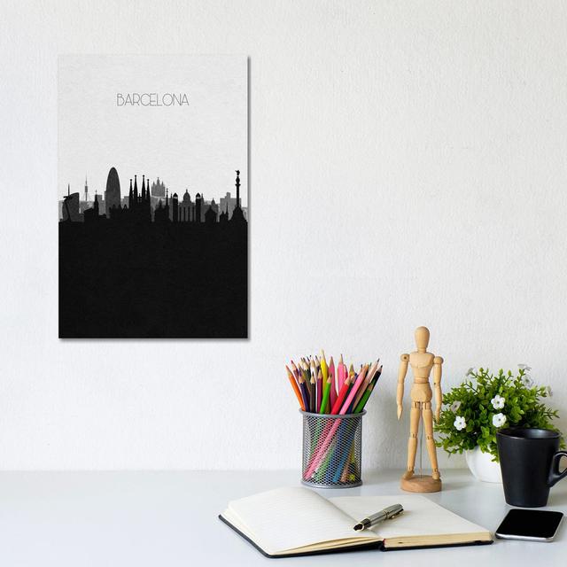 Barcelona, Spain City Skyline by Ayse Deniz Akerman - Wrapped Canvas Art Prints Latitude Run Size: 30.48cm H x 20.32cm W x 1.91cm D on Productcaster.