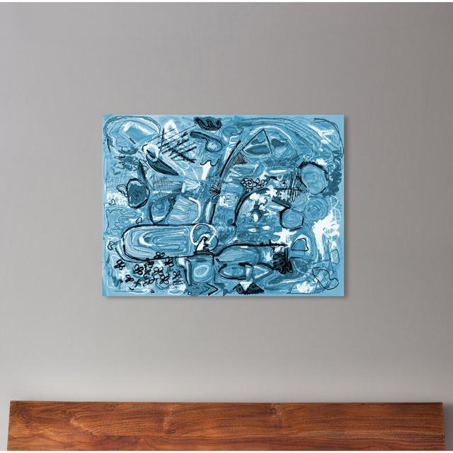 Rosalina - Lively City Blues - Painting Print East Urban Home Size: 76cm H x 114cm W x 4cm D, Format: Wrapped Canvas on Productcaster.