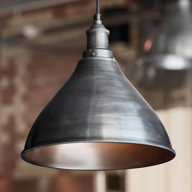 Brooklyn 1-Light Dome Pendant Industville Shade Colour/Finish: Pewter/Pewter on Productcaster.