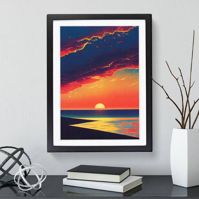 A Superb Ocean Sunset - Picture Frame Painting 17 Stories Size: 46cm H x 34cm W x 2cm D, Frame Colour: Black Framed on Productcaster.