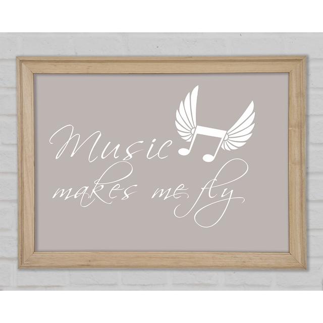 Boys Room Quote Music Makes Me Fly Beige Framed Print Happy Larry Size: 29.7cm H x 42cm W on Productcaster.