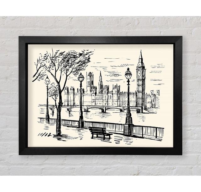 Outline Of The Houses Of Parliament - Single Picture Frame Art Prints Bright Star Size: 100cm H x 141.4cm W x 3.4cm D on Productcaster.