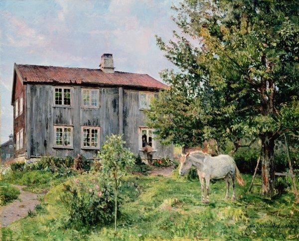 At the Farm, 1889 by Gerhard Peter Frantz Vilhelm Munthe Art Print East Urban Home Size: 70cm H x 100cm W x 0.2cm D, Format: Paper on Productcaster.