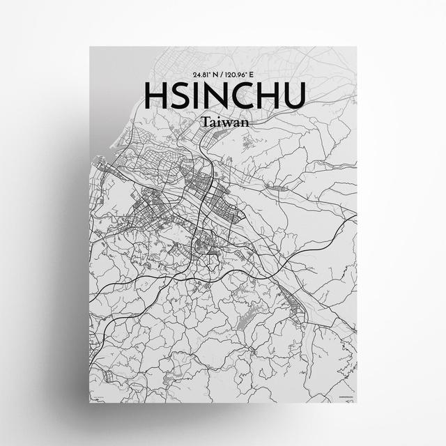 Hsinchu City Map in Tones - Unframed Graphic Art Borough Wharf Size: 24cm H x 18cm W x 0.05cm D on Productcaster.