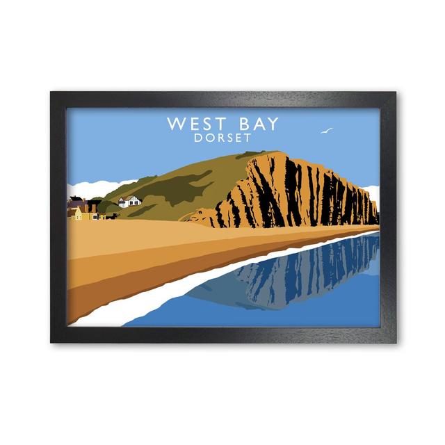 West Bay Dorset by Richard O'Neill - Print 17 Stories Size: 29.7cm H x 42cm W x 3cm D, Format: Black Framed on Productcaster.