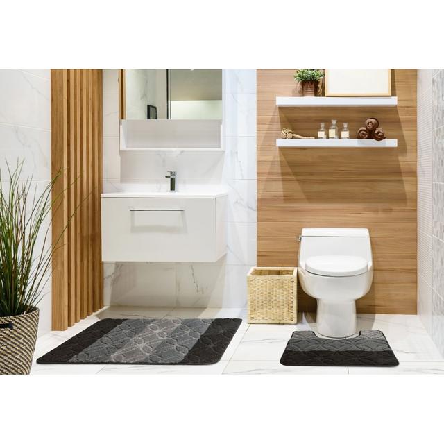 Loletha 2 Piece Set Rectangle Bath Mat 17 Stories Colour: Black on Productcaster.