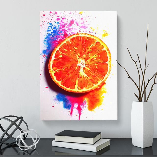 Sliced Orange Fruit Splatter - Wrapped Canvas Graphic Art Brambly Cottage Size: 60cm H x 40cm W x 3cm D on Productcaster.