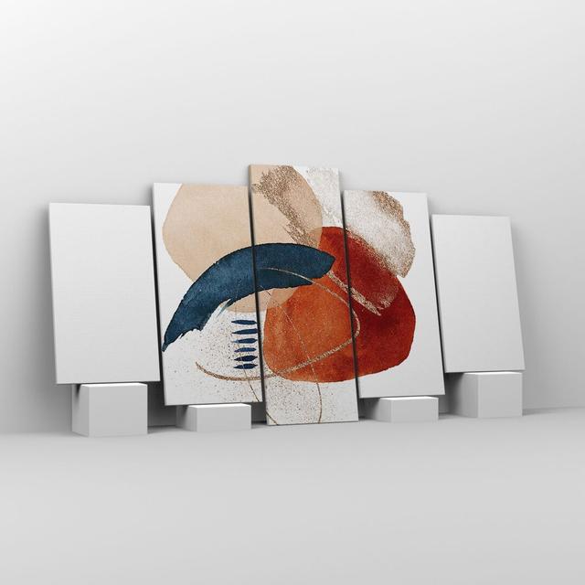 Abstraction Stains Modern - 5 Piece Wrapped Canvas Graphic Art Ivy Bronx Size: 85cm H x 160cm W x 1.8cm D on Productcaster.