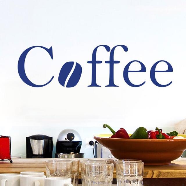 Coffee Wall Sticker 17 Stories Colour: Dark Blue, Size: Large on Productcaster.