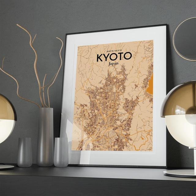 Kyoto City Map In Vintage - No Frame Print Borough Wharf Size: 27.6cm H x 19.7cm W x 0.05cm D on Productcaster.