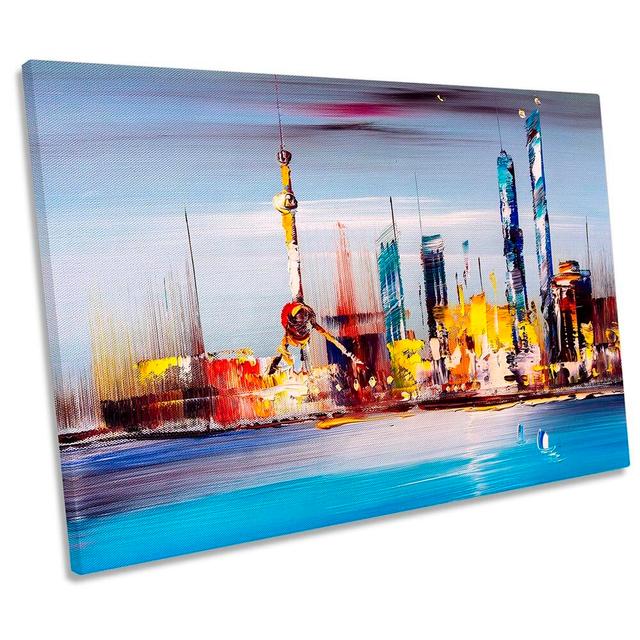 China Skyline Shanghai City - Wrapped Canvas Print Rosalind Wheeler Size: 50.8cm H x 76.2cm W x 2cm D on Productcaster.