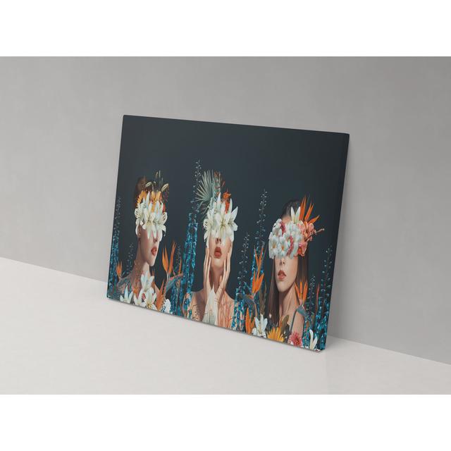 Trio of Flower Faces - Wrapped Canvas Painting Metro Lane on Productcaster.