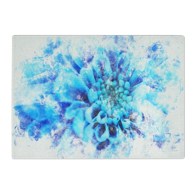 Tempered Glass Blue Dahlia Flower Chopping Board East Urban Home Size: 28.5 cm x 39 cm on Productcaster.