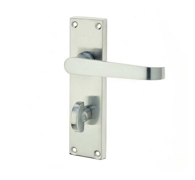 Victorian Straight Bathroom Door Handle (Set of 2) Frelan Hardware Finish: Satin Chrome on Productcaster.