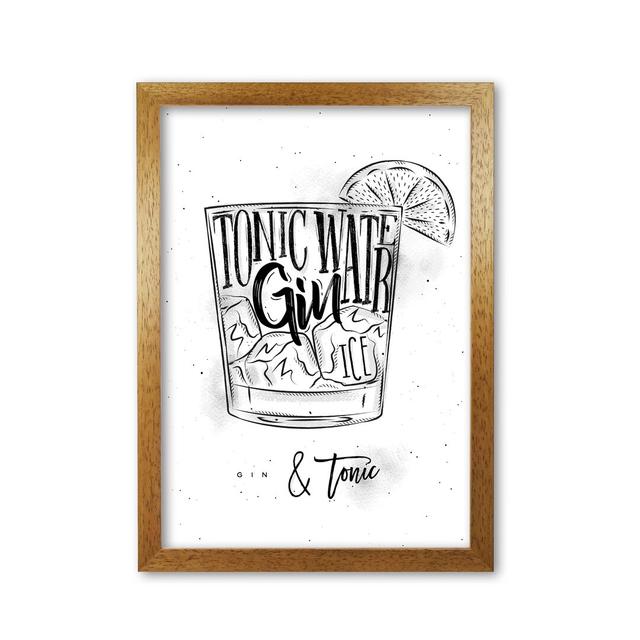 'Gin and Tonic' Graphic Art East Urban Home Format: Honey Oak Frame, Size: 42 cm H x 30 cm W x 5 cm D on Productcaster.