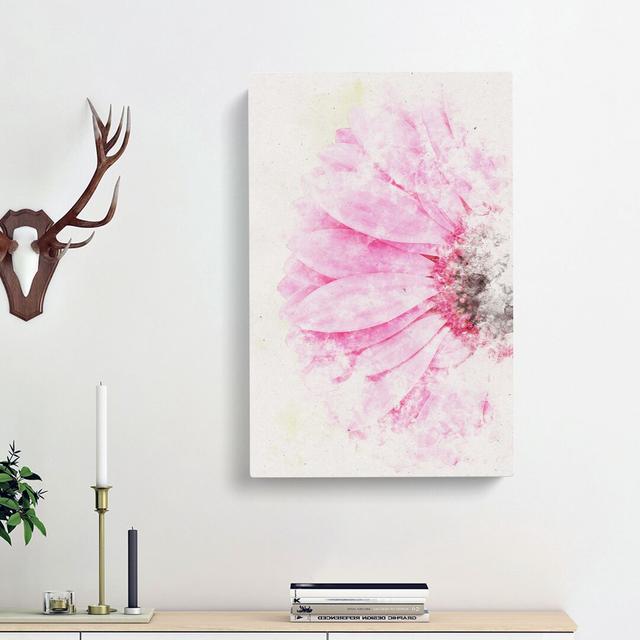 Beauty of a Pink Gerbera Flower - Wrapped Canvas Painting Print East Urban Home Size: 50cm H x 35cm W x 3cm D on Productcaster.