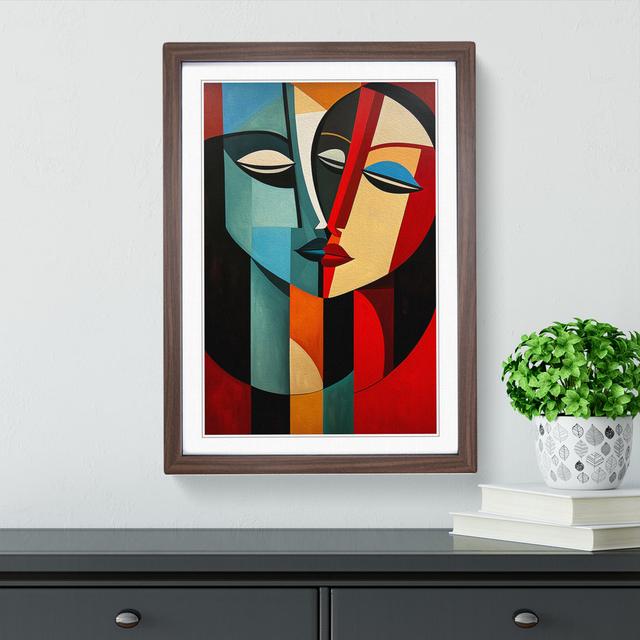 XYZ-FRM-V1223-6311 Two Women In Love Constructivism - Single Picture Frame Print on Wood Big Box Art Size: 34cm H x 25cm W x 2cm D, Frame Colour: Waln on Productcaster.