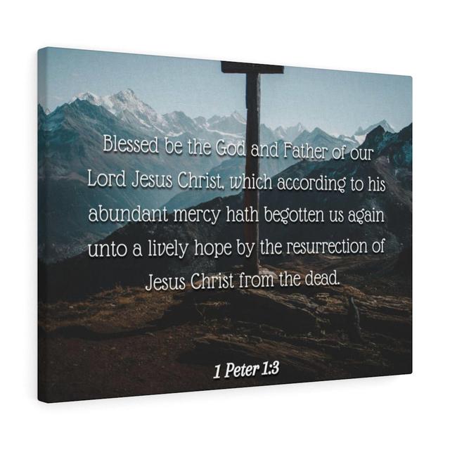 Abundant Mercy 1 Peter 1:3 - Wrapped Canvas Typography Blue Elephant Size: 30cm H x 41cm W on Productcaster.