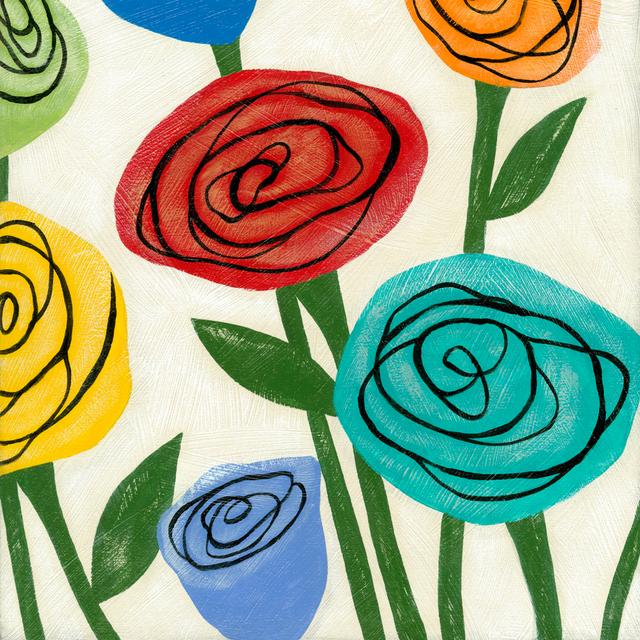 Pop Roses I by Megan Meagher - Wrapped Canvas Painting Rosalind Wheeler Size: 91cm H x 91cm W x 3.8cm D on Productcaster.