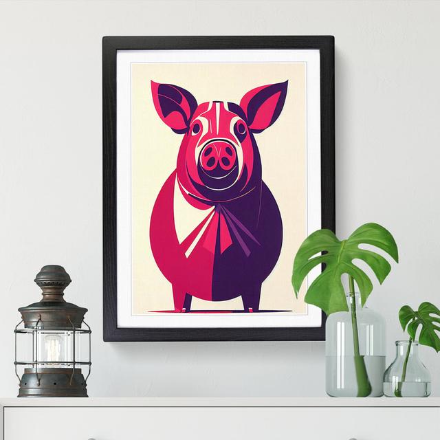 Pig Art Deco Style Vol.2 - Single Picture Frame Print Brambly Cottage Frame Option: Walnut, Size: 64cm H x 46cm W x 2cm D on Productcaster.