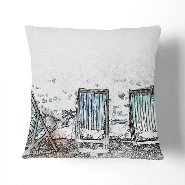 Deckchairs upon Brighton Beach in Abstract Cushion with Filling East Urban Home Size: 55cm H x 55cm W x 20cm D, Backing Colour: Stone on Productcaster.