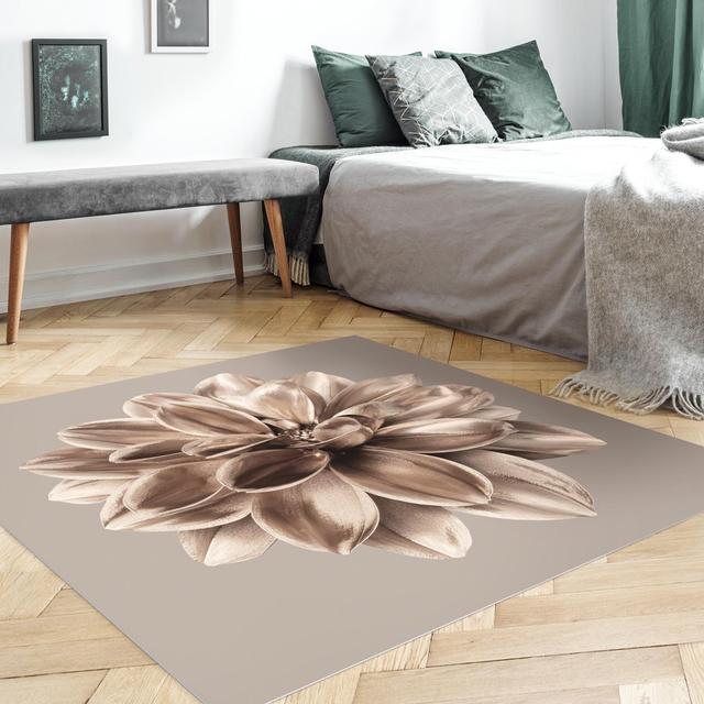 Square Giambattista Floral Gold Indoor / Outdoor Area Rug East Urban Home Rug Size: Square 100cm on Productcaster.