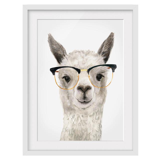 Picture With Frame - Hip Llama With Glasses I - Portrait 4:3 Maturi Size: 70cm H x 50cm W x 2cm D, Frame Option: White on Productcaster.