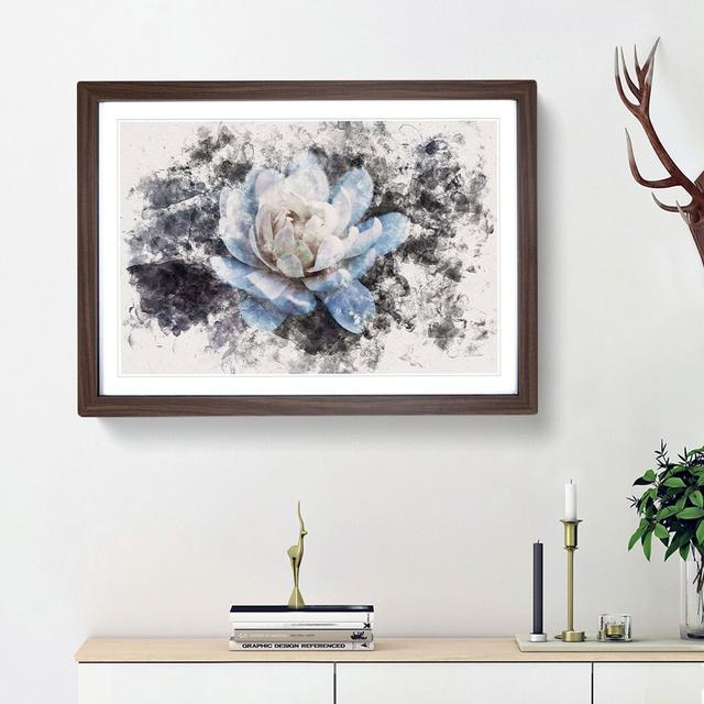 Blue Magnolia Flower - Picture Frame Graphic Art Print East Urban Home Size: 36cm H x 48cm W x 2cm D, Frame Option: Walnut Framed on Productcaster.