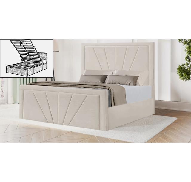 Atreau Storage Bed Brayden Studio Colour: Cream, Size: Kingsize (5') on Productcaster.