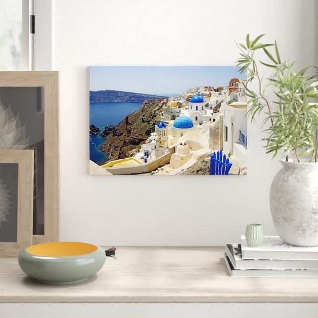 High Angle View Of A Church, Oia, Santorini, Cyclades Island by Panoramic Images - No Frame Print on Canvas East Urban Home Size: 66.04cm H x 101.6cm on Productcaster.