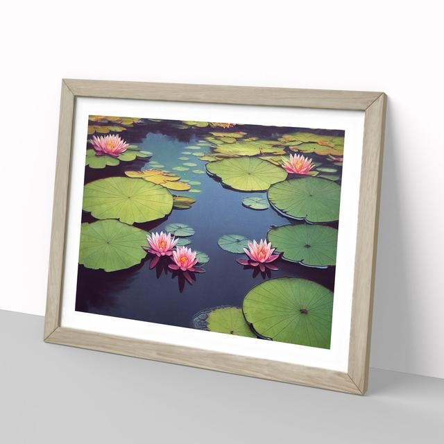 Precious Water Lily Pond - Picture Frame Graphic Art Marlow Home Co. Size: 25cm H x 34cm W x 2cm D, Frame Colour: Oak Framed on Productcaster.