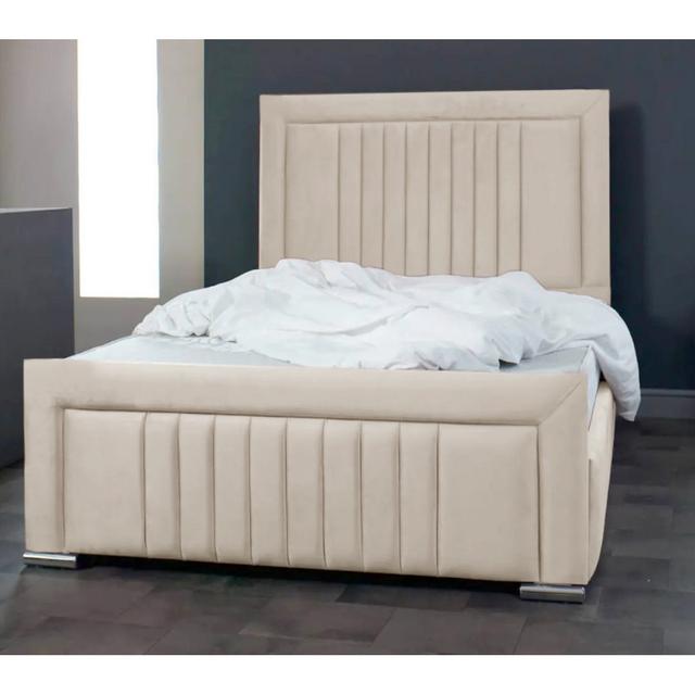 Alama Upholstered Panel Bed Brayden Studio Colour: Cream, Size: Small Double (4') on Productcaster.