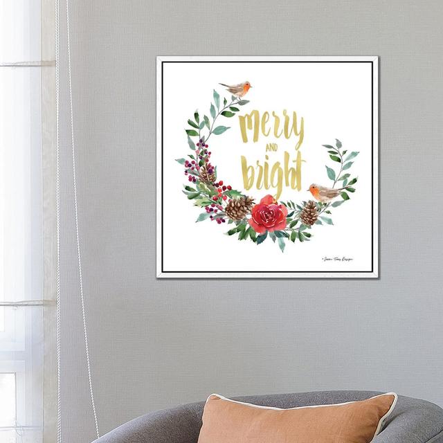 Merry And Bright Robin Wreath by Seven Trees Design - Gallery-Wrapped Canvas Giclée on Canvas The Seasonal Aisle Size: 66.04cm H x 66.04cm W x 3.81cm on Productcaster.