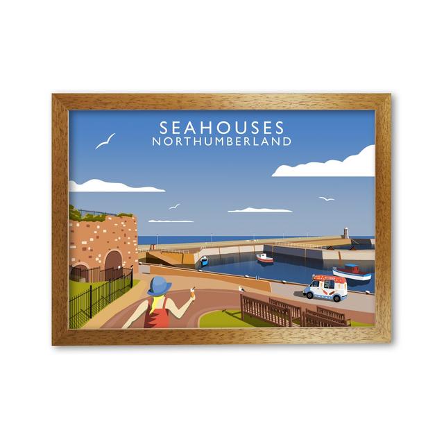 Seahouses Northumberland by Richard O'Neill - Single Picture Frame Print 17 Stories Frame Options: Honey Oak, Size: 29.7 cm H x 42 cm W x 3 cm D on Productcaster.