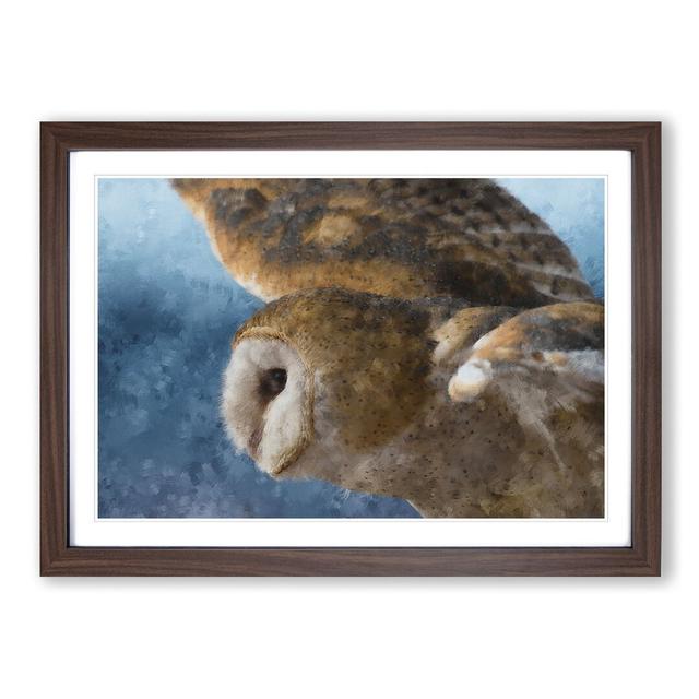 Barn Owl In The Snow - Picture Frame Painting East Urban Home Size: 33cm H x 45cm W x 2cm D, Format: Walnut on Productcaster.