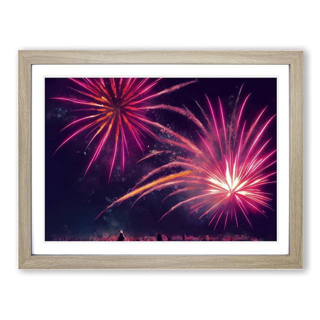 Pleasing Fireworks - Picture Frame Graphic Art Marlow Home Co. Size: 25cm H x 34cm W x 2cm D, Format: Oak Framed on Productcaster.