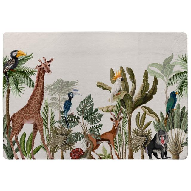 Vernon Tropical Animals Designer Shaggy Green/Brown Rug East Urban Home Rug Size: Rectangle 60 x 110cm on Productcaster.