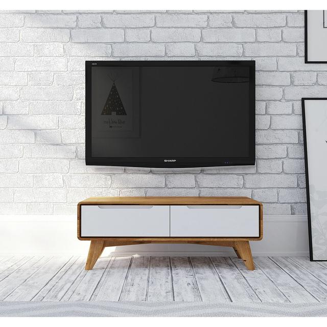 TV Stand made of Oak Solid Wood in Brown for TVs Up to 40" by Isabelline on Productcaster.